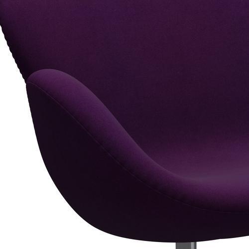 Fritz Hansen Swan Sofa 2-Sitzer, Satiniertes gebürstetes Aluminium/Divina Violett (696)