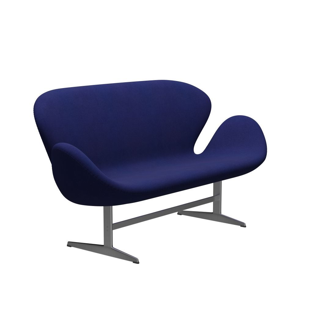 Fritz Hansen Swan Sofa 2-Sitzer, Satiniertes gebürstetes Aluminium/Divina Violett Dunkel (684)