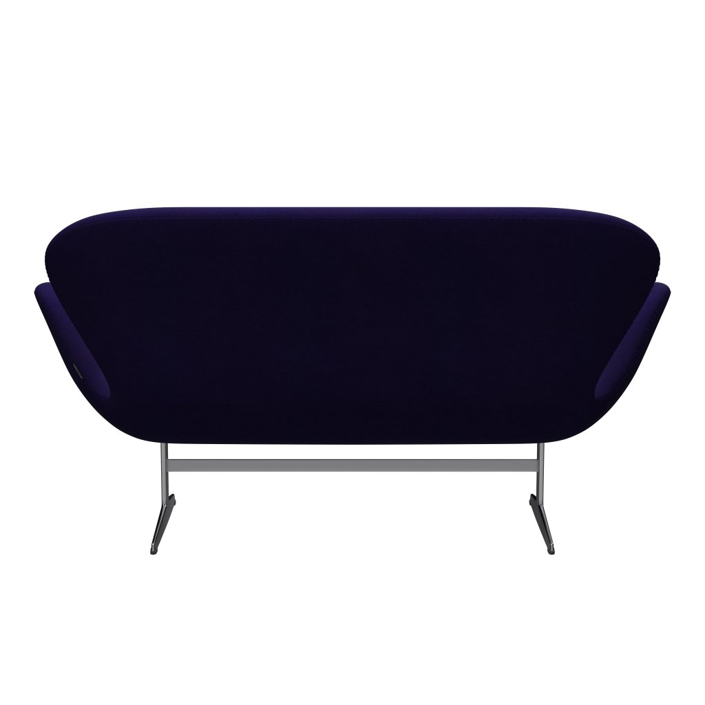 Fritz Hansen Swan Sofa 2-Sitzer, Satiniertes gebürstetes Aluminium/Divina Violett Dunkel (692)