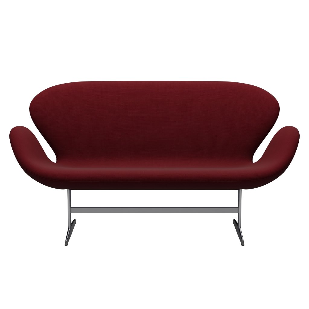 Fritz Hansen Swan Sofa 2 Seater, Satin Brushed Aluminium/Fame Bordeaux (64058)