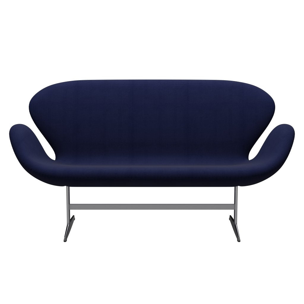 Fritz Hansen Swan Sofa 2 Seater, Satin Brushed Aluminium/Fame Dark Blue (66005)