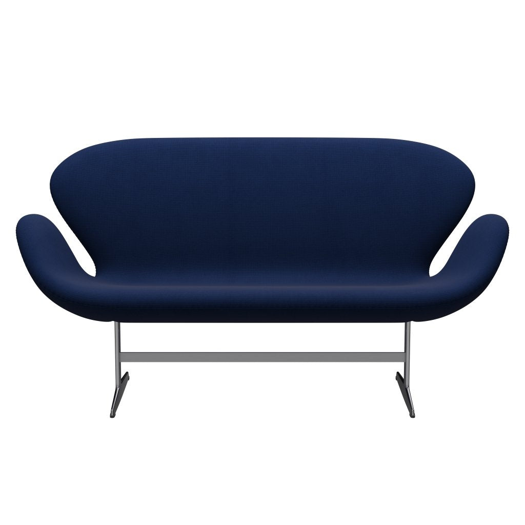 Fritz Hansen Swan Sofa 2 Seater, Satin Brushed Aluminium/Fame Dark Blue (66071)
