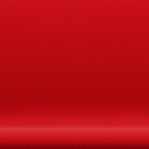 Fritz Hansen Swan Sofa 2 Seater, Satin Brushed Aluminium/Fame Red (64119)