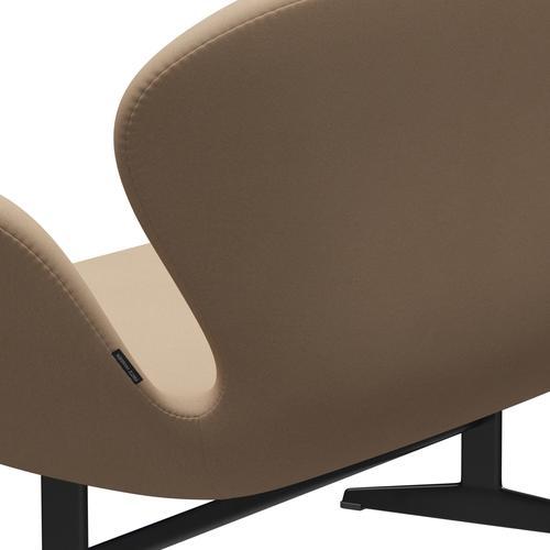 Fritz Hansen Canapé de cygne 2 places, laquée noire / beige confort (61003)