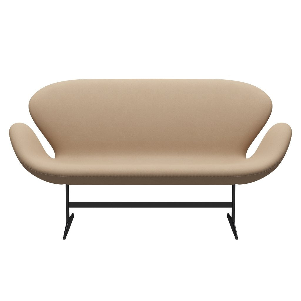 Fritz Hansen Swan Sofa 2 Sitzer, Schwarz Lackiert/Komfort Beige (61003)