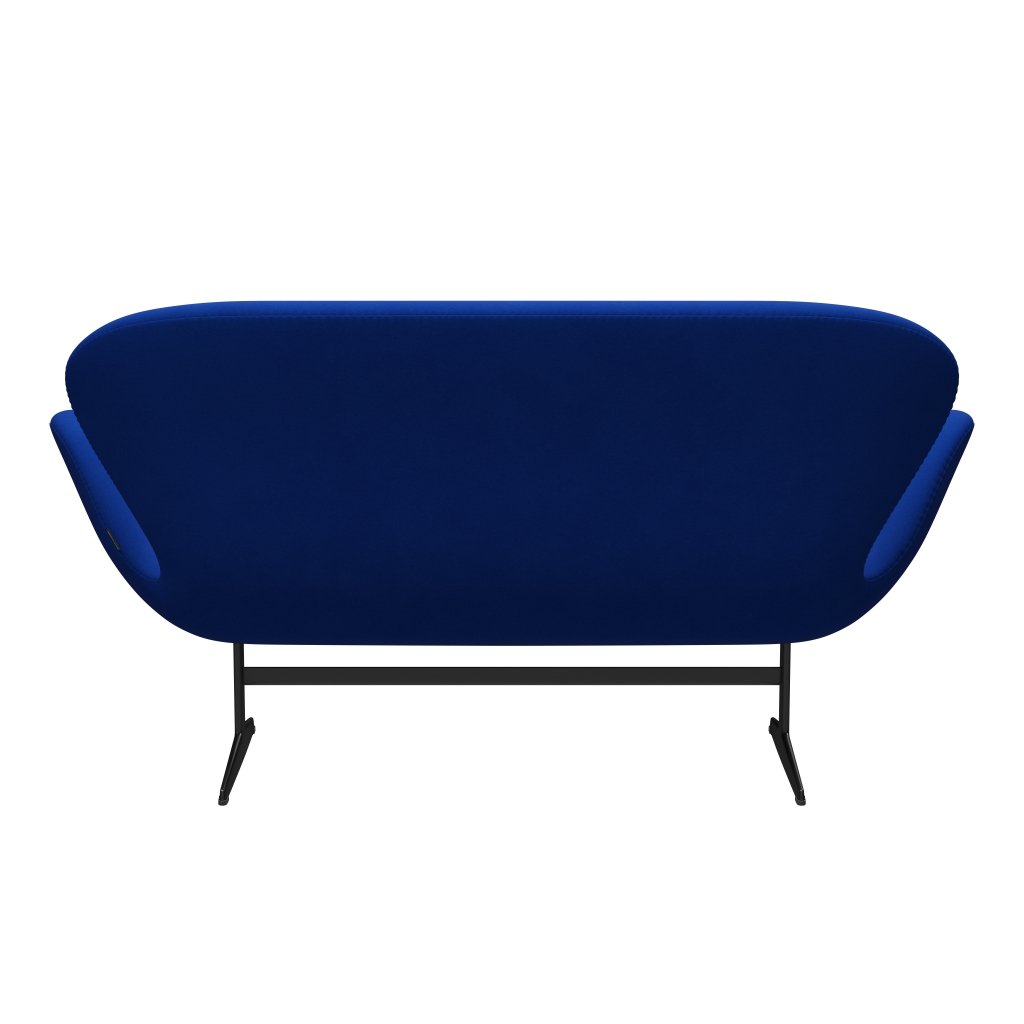 Fritz Hansen Canapé de cygne 2 places, laquée noire / confort bleu (00035)