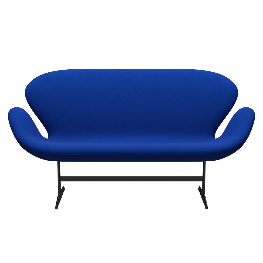 Fritz Hansen Swan沙发2座，黑色漆/舒适蓝色（00035）
