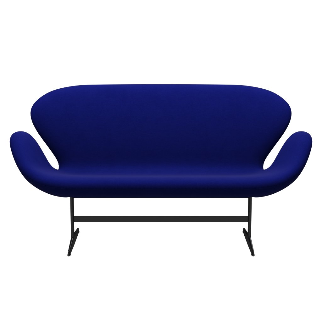 Fritz Hansen Canapé de cygne 2 places, laquée noire / confort bleu (66008)