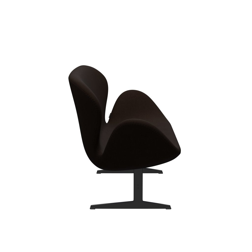 Fritz Hansen Swan Sofa 2 Sitzer, Schwarz Lackiert/Komfort Braun (01566)