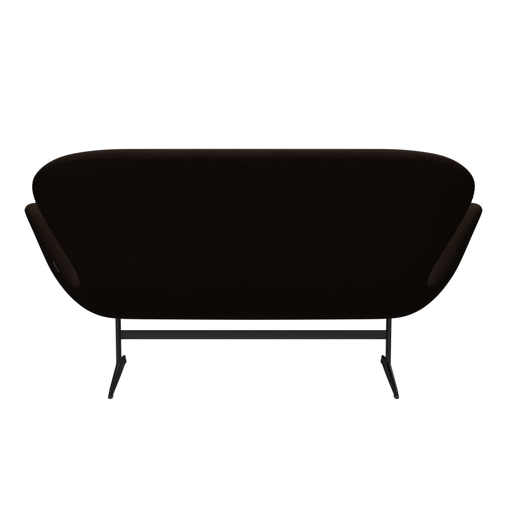 Fritz Hansen Swan Sofa 2 Sitzer, Schwarz Lackiert/Komfort Braun (01566)