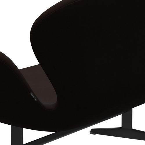 Fritz Hansen Swan Sofa 2 Sitzer, Schwarz Lackiert/Komfort Braun (01566)