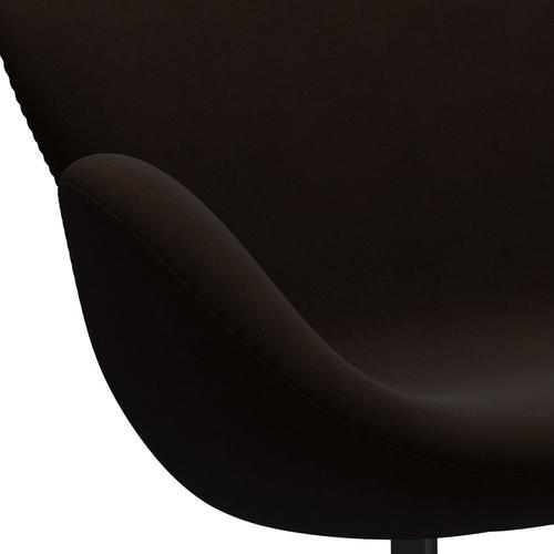 Fritz Hansen Swan Sofa 2 Sitzer, Schwarz Lackiert/Komfort Braun (01566)