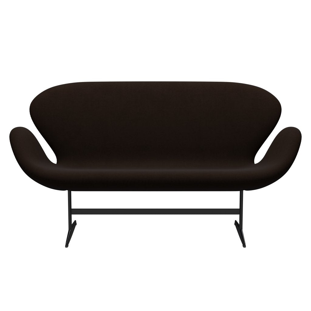 Fritz Hansen Swan divano 2 posti, laccatura nera/Comfort Brown (01566)
