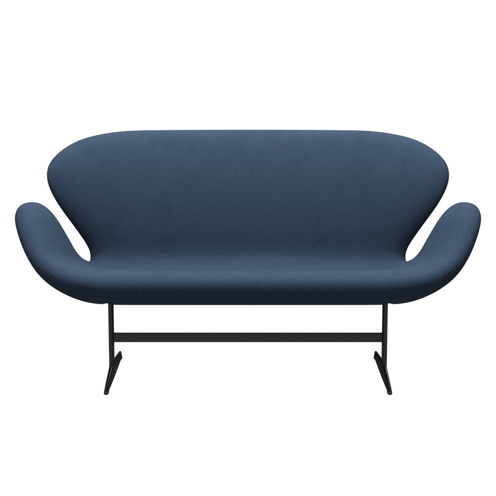 Fritz Hansen Swan Sofa 2 plazas, lacado negro/comodidad de gris oscuro (09074)