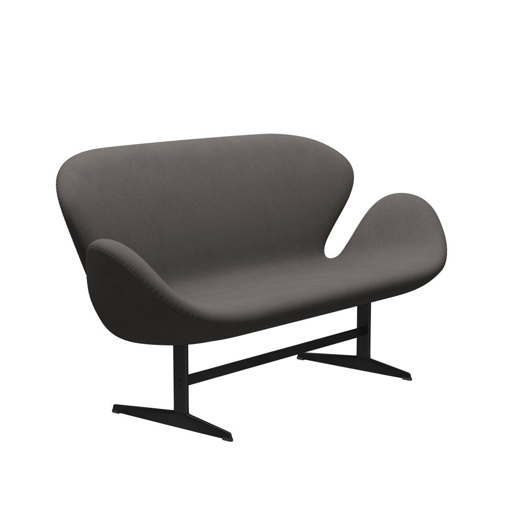 Fritz Hansen Canapé de cygne 2 places, laqué noir / confort gris foncé (60008)