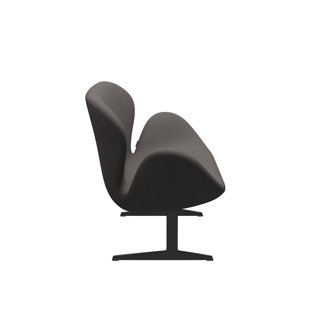 Fritz Hansen Canapé de cygne 2 places, laqué noir / confort gris foncé (60008)