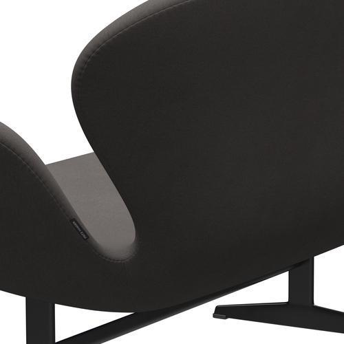 Fritz Hansen Canapé de cygne 2 places, laqué noir / confort gris foncé (60008)