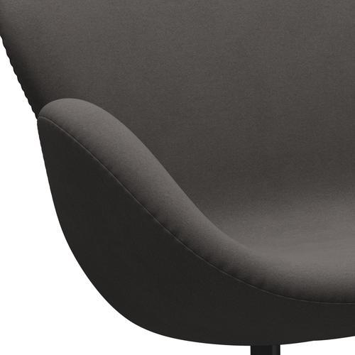 Fritz Hansen Canapé de cygne 2 places, laqué noir / confort gris foncé (60008)