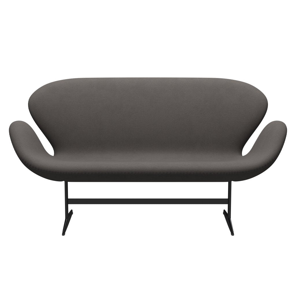 Fritz Hansen Canapé de cygne 2 places, laqué noir / confort gris foncé (60008)