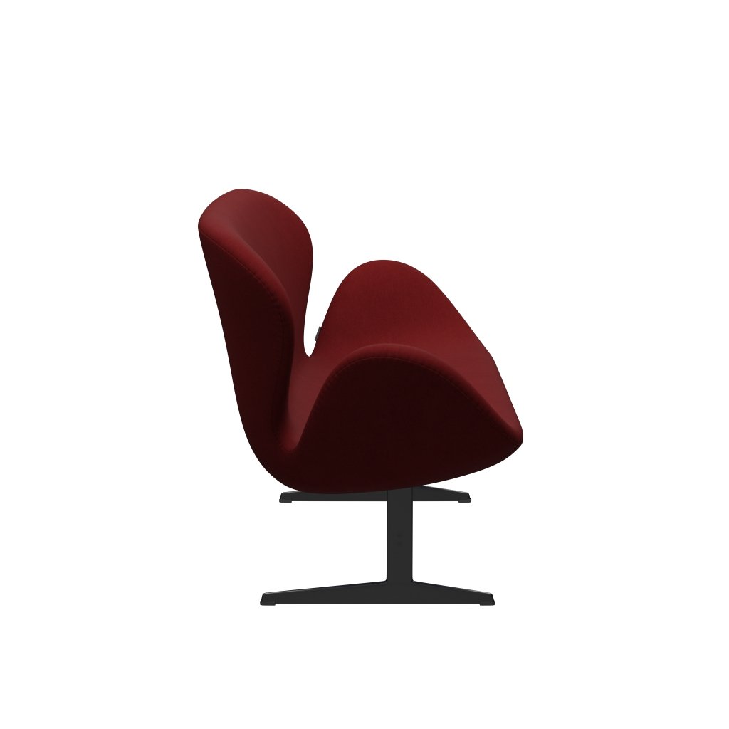 Fritz Hansen Canapé de cygne 2 places, laquée noire / confort rouge foncé (01153)