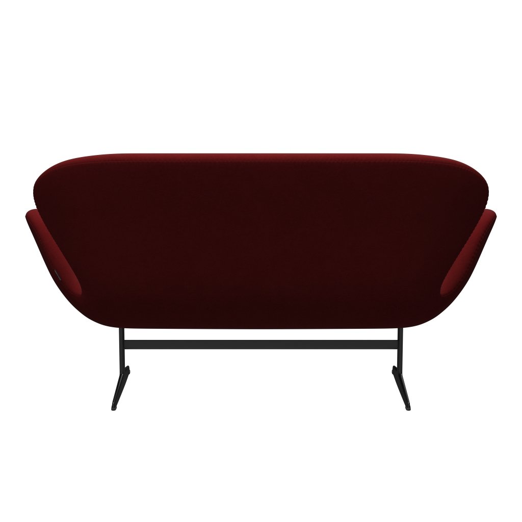 Fritz Hansen Canapé de cygne 2 places, laquée noire / confort rouge foncé (01153)