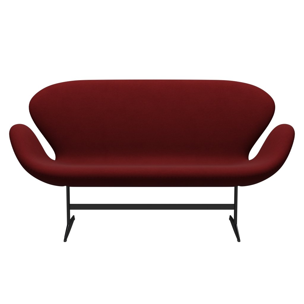 Fritz Hansen Swan Sofa 2 -zits, zwart gelakt/comfort Dark Red (01153)