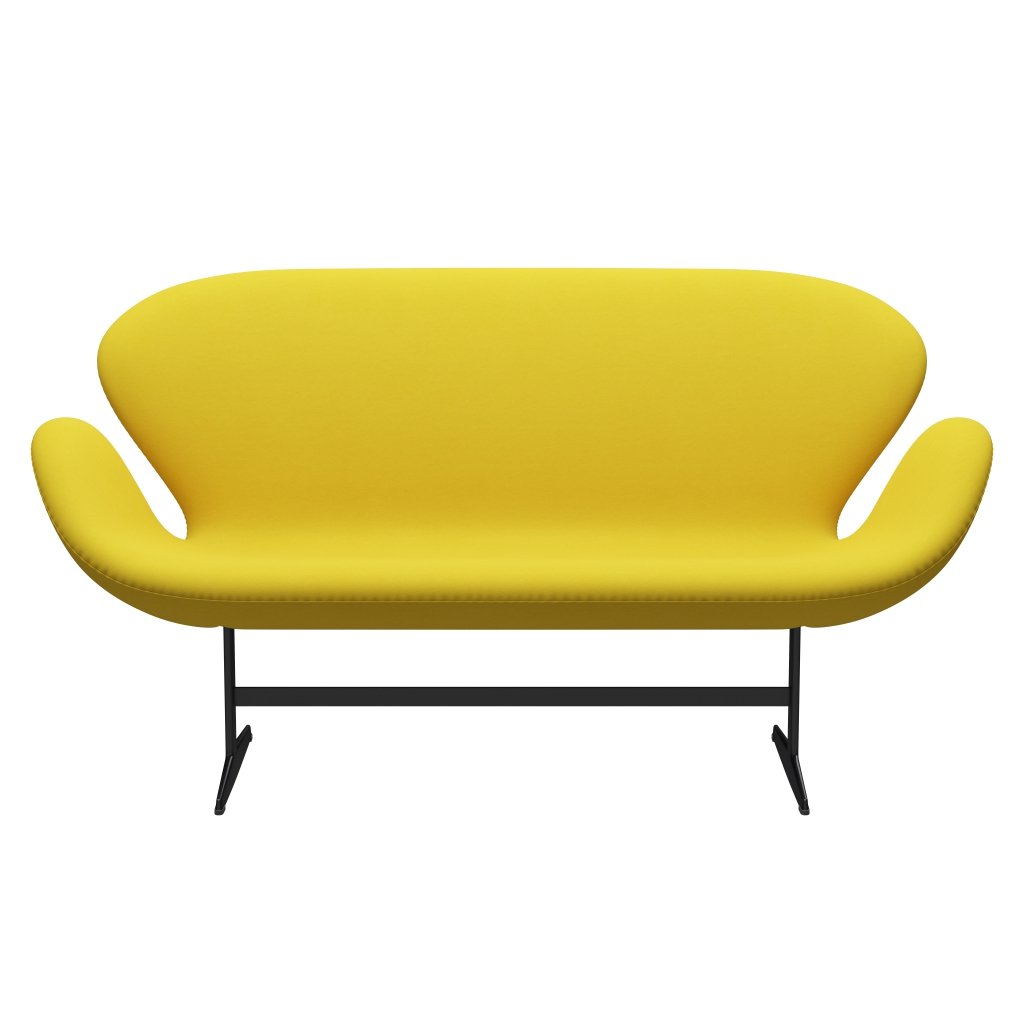 Fritz Hansen Canapé de cygne 2 places, laquée noire / confort jaune (62003)