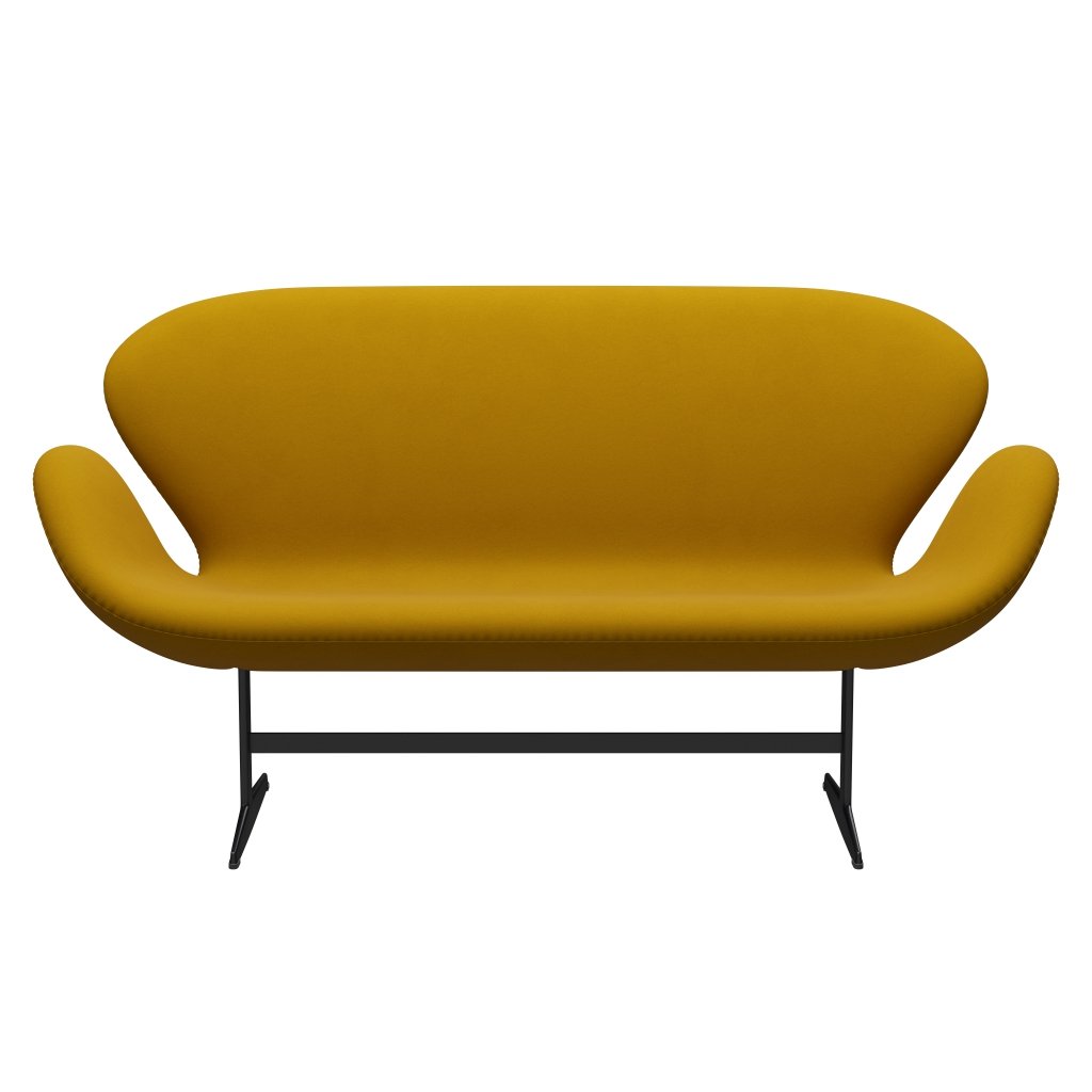 Fritz Hansen Canapé de cygne 2 places, laquée noire / confort jaune (62004)