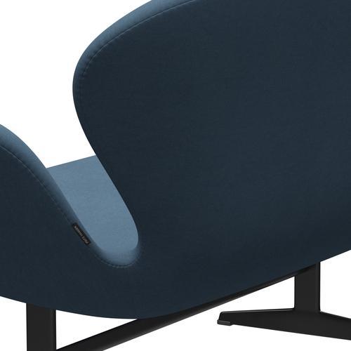 Fritz Hansen Canapé de cygne 2 places, laquée noire / gris confortable (01160)