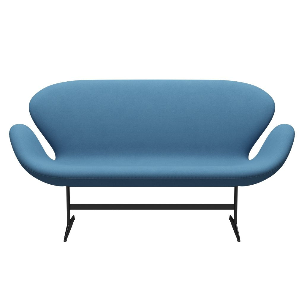 Fritz Hansen Swan Sofa 2 Seater, Black Lacquered/Comfort Light Blue (01124)