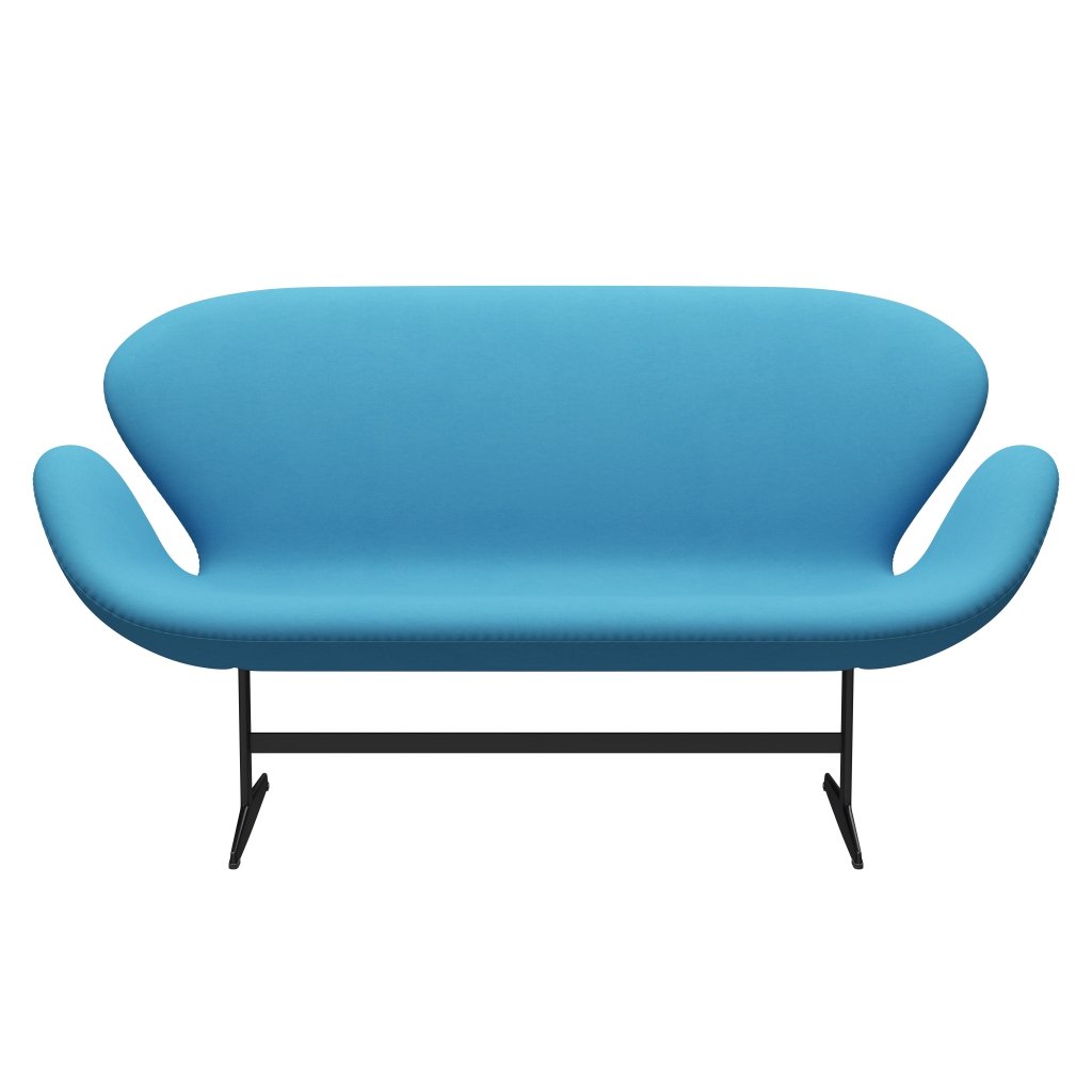 Fritz Hansen Canapé de cygne 2 places, laquée noire / confort bleu clair (66010)