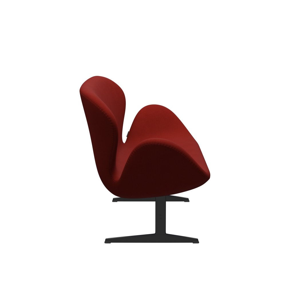 Fritz Hansen Canapé de cygne 2 places, laquée noire / confort rouge rouille (00028)