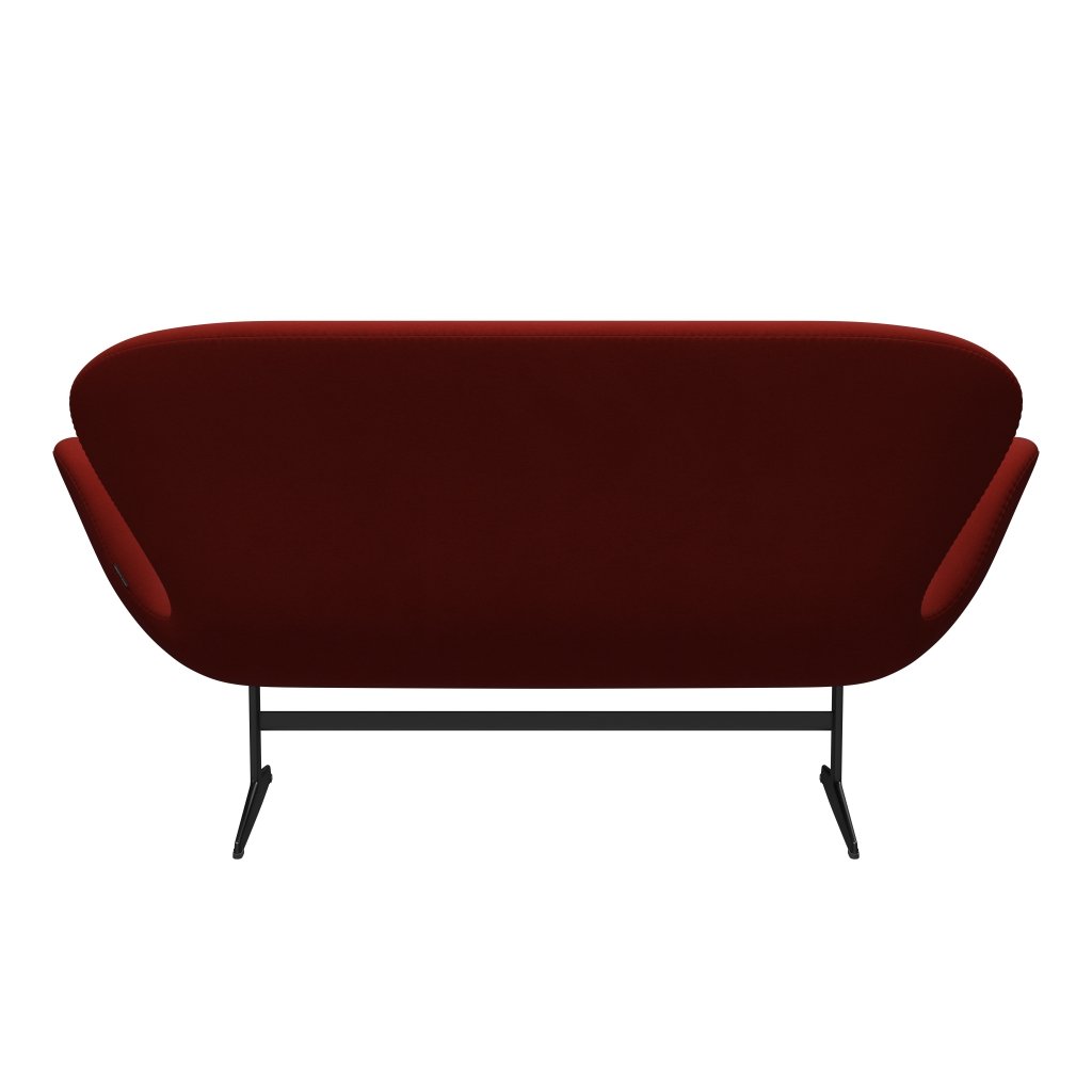 Fritz Hansen Canapé de cygne 2 places, laquée noire / confort rouge rouille (00028)