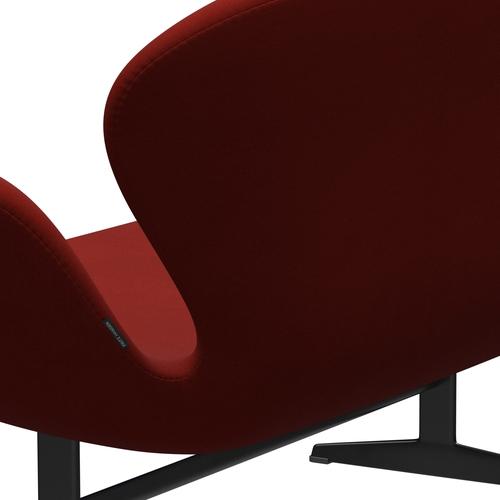 Fritz Hansen Swan Sofá 2 plazas, lacado negro/Confort Rust Red (00028)