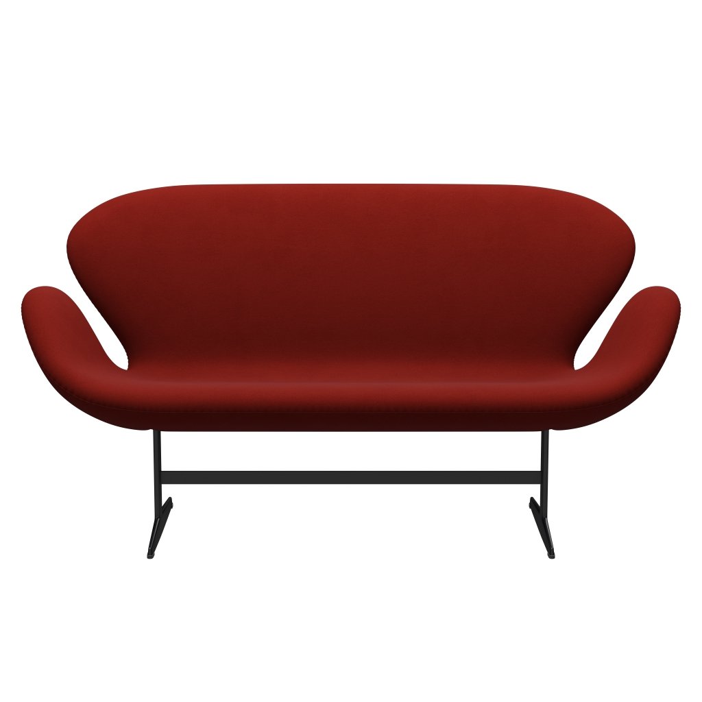 Fritz Hansen Swan Sofa 2 -zits, zwart gelakt/comfort Rust rood (00028)
