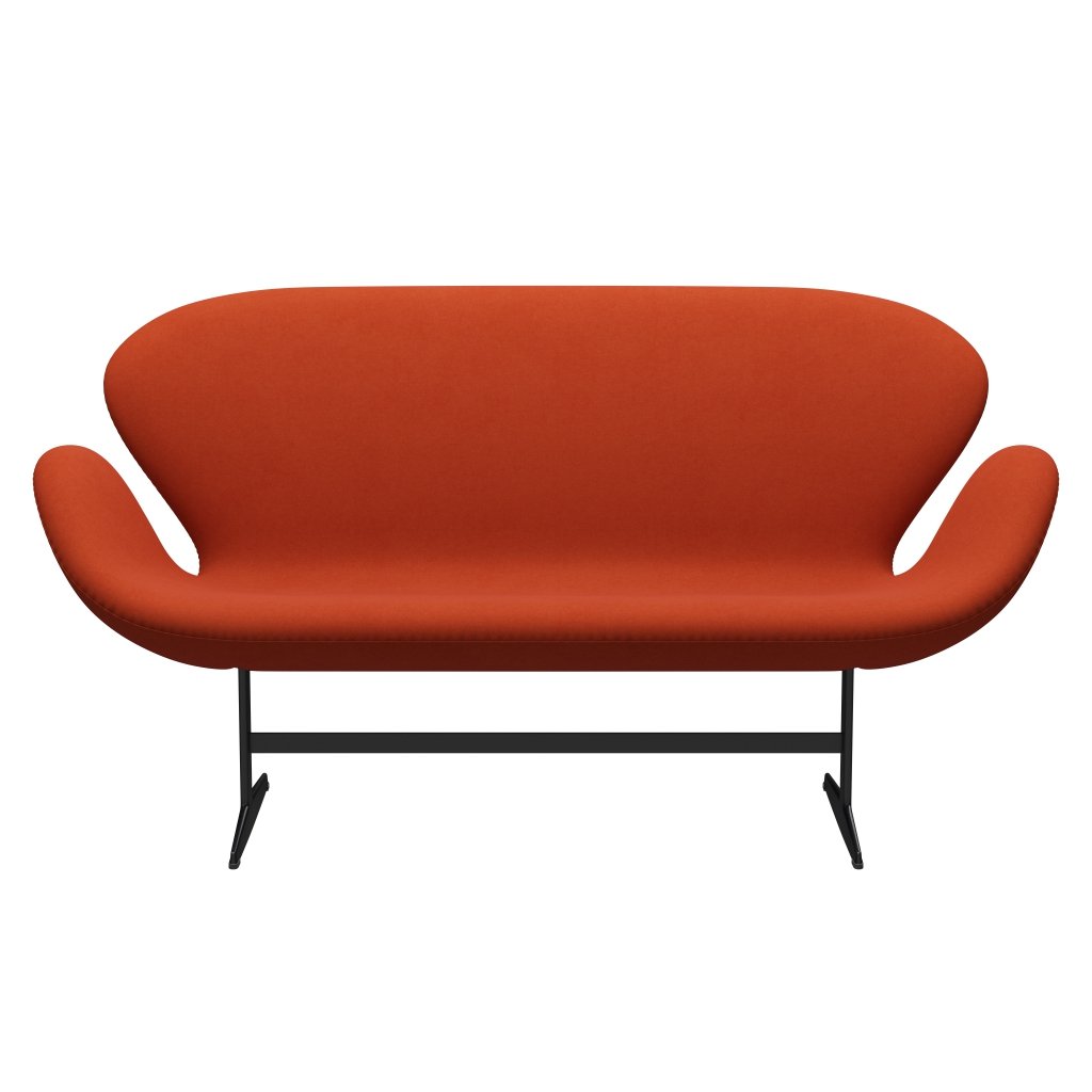 Fritz Hansen Swan Sofa 2 seters, svart lakkert/komfort Rust rød (09055)