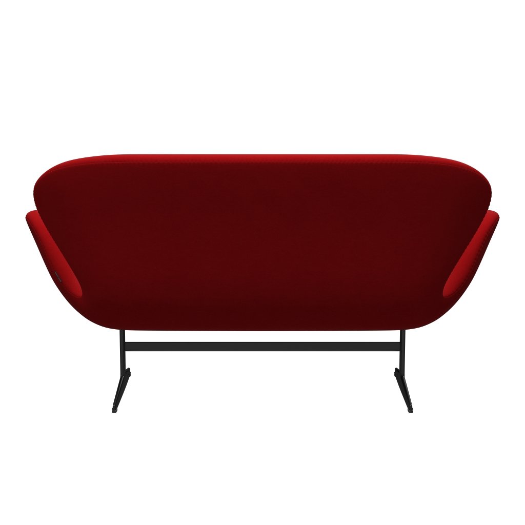 Fritz Hansen Canapé de cygne 2 places, laquée noire / confort rouge (01414)