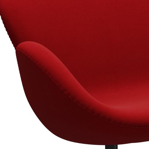 Fritz Hansen Swan Sofa 2 Sitzer, Schwarz Lackiert/Komfort Rot (01414)