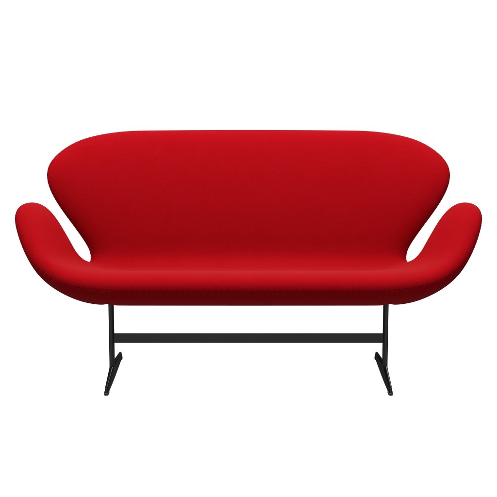 Fritz Hansen Swan Sofa 2 -zits, zwart gelakt/comfortrijk rood (64013)