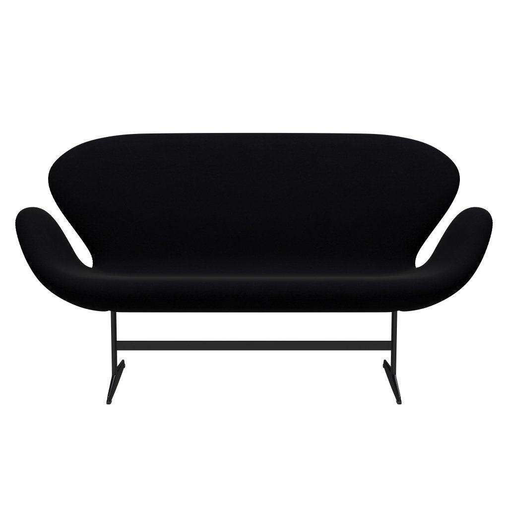 Fritz Hansen Swan Sofa 2 Seater, Black Lacquered/Comfort Black (00050)