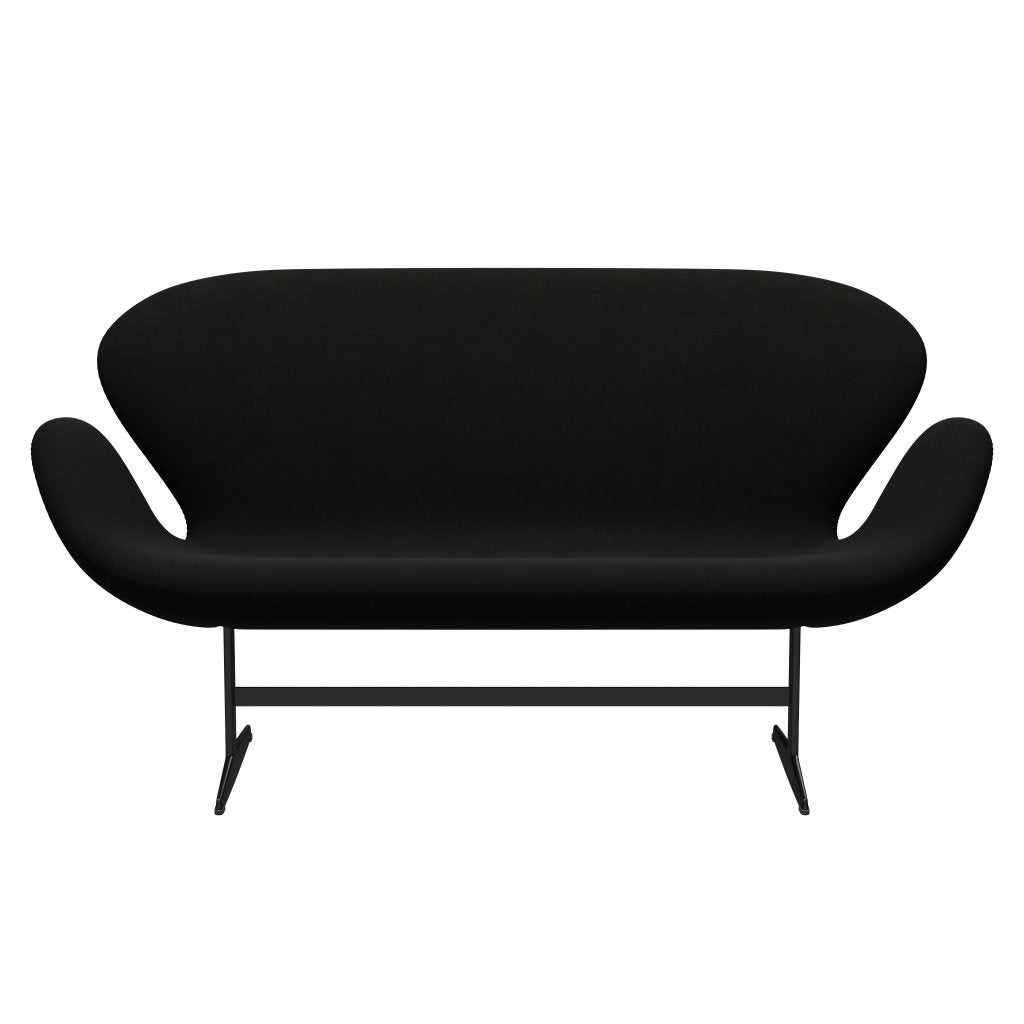 Fritz Hansen Swan Sofa 2-Sitzer, Schwarz lackiert/Komfort Schwarz (60009)