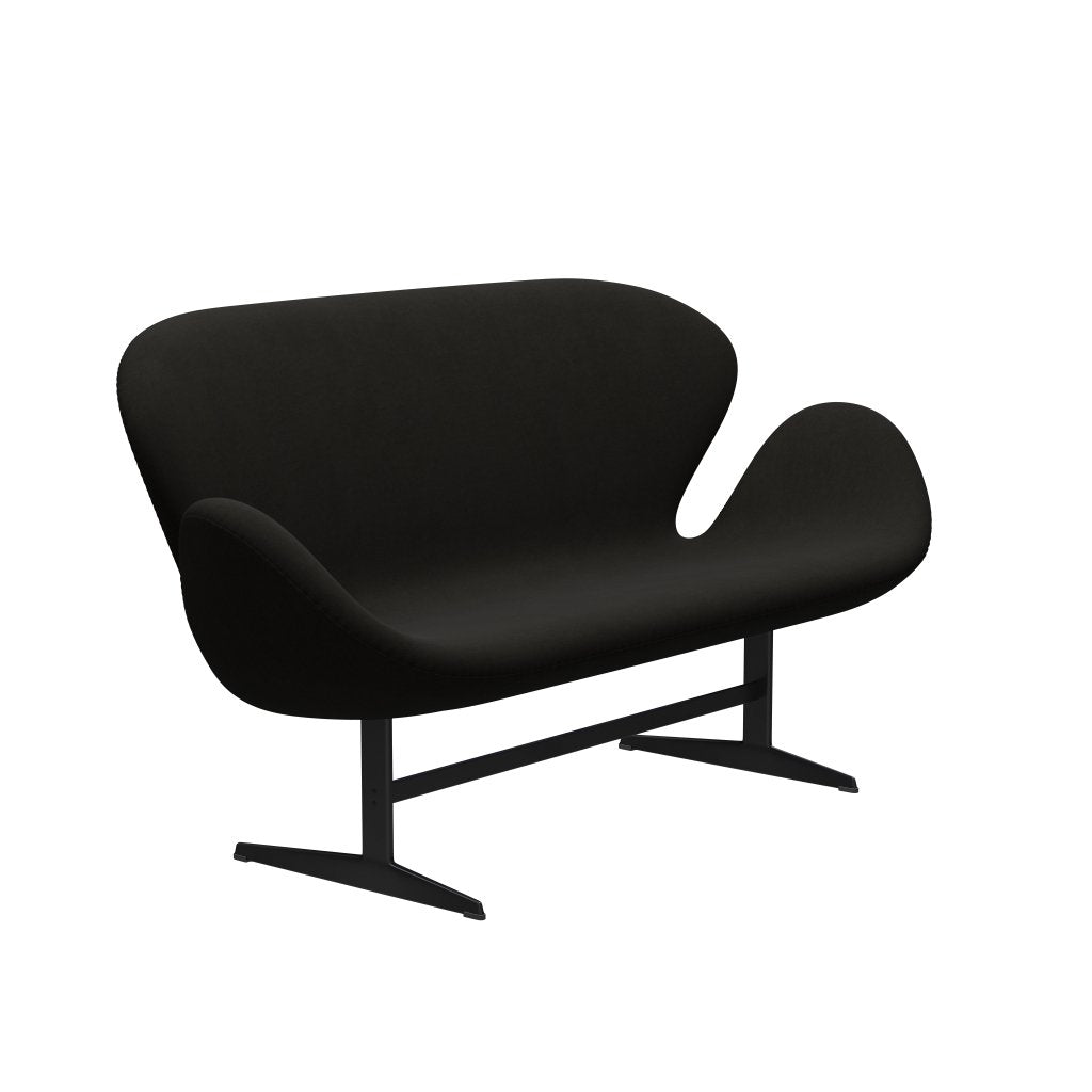 Fritz Hansen Swan Sofa 2 Seater, Black Lacquered/Comfort Black (61013)