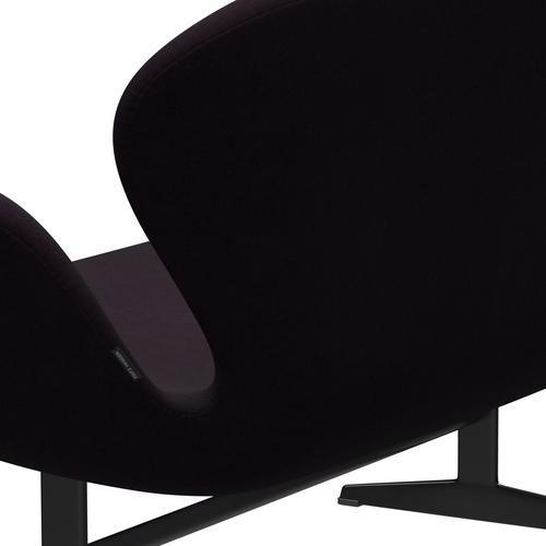 Fritz Hansen Swan Sofa 2 sæta, svartur lakkaður/divina egroddine (376)