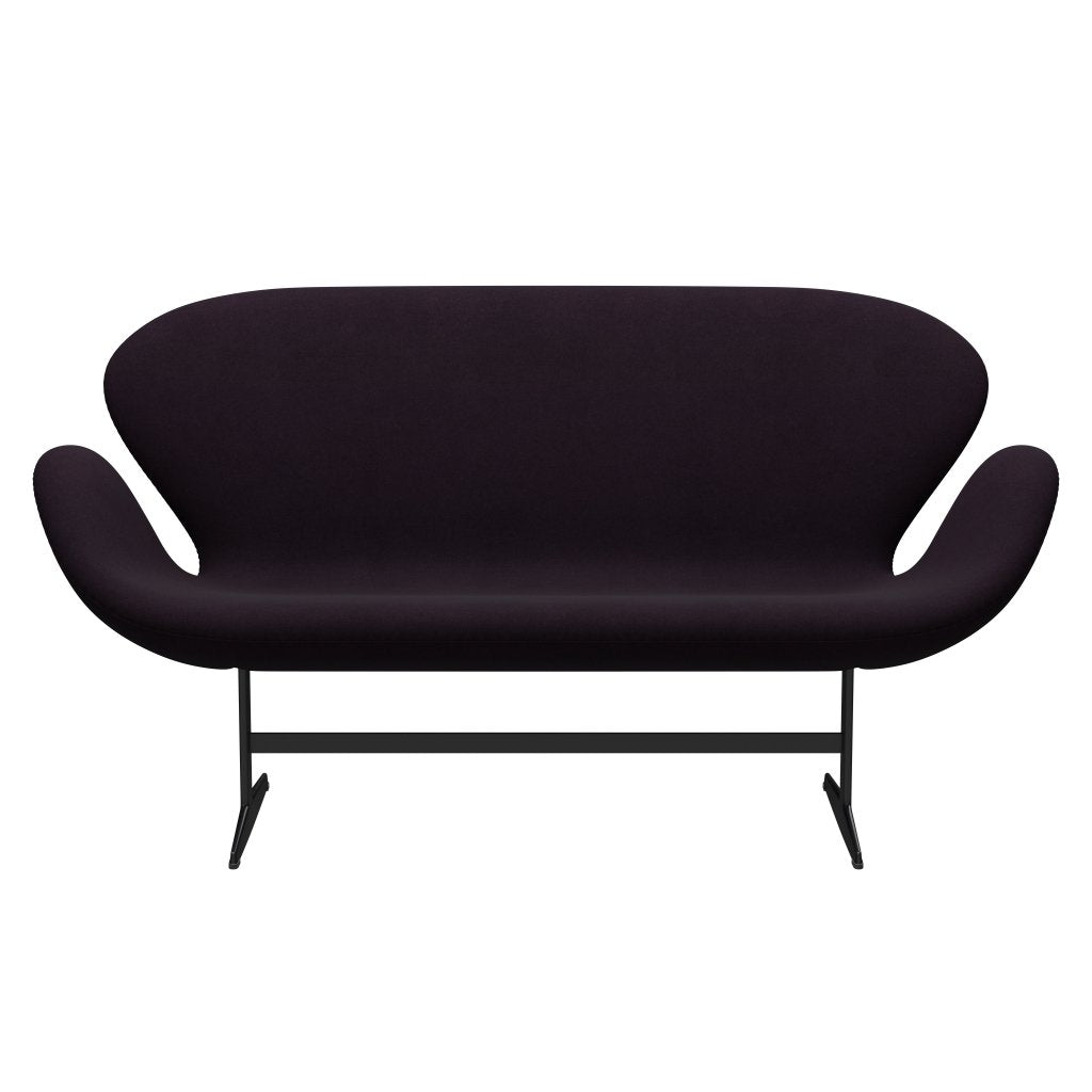 Fritz Hansen Swan Sofa 2 sæta, svartur lakkaður/divina egroddine (376)