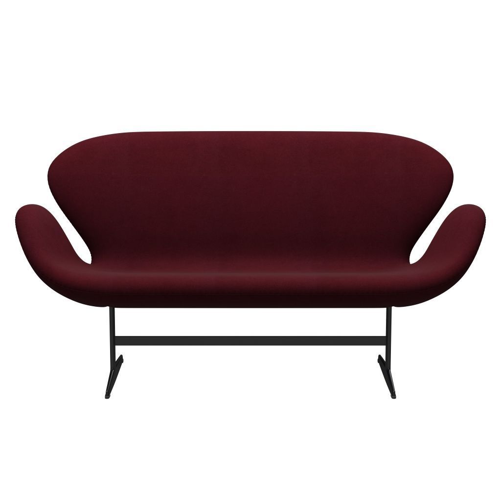 Fritz Hansen Swan Sofa 2 -sæder, sort lakeret/Divina Aubergine (671)