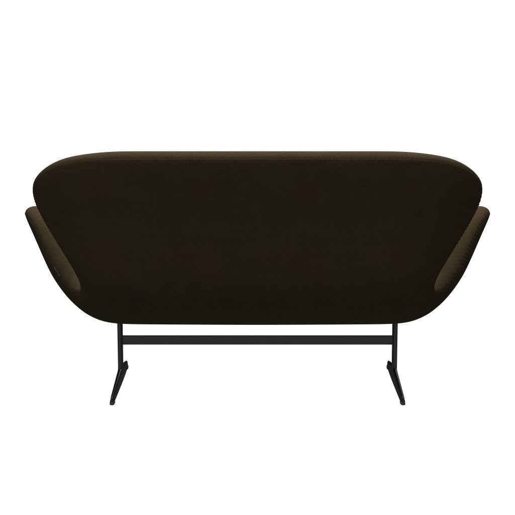 Fritz Hansen Swan Sofa 2 Sitzer, Schwarz Lackiert/Divina Braun (984)