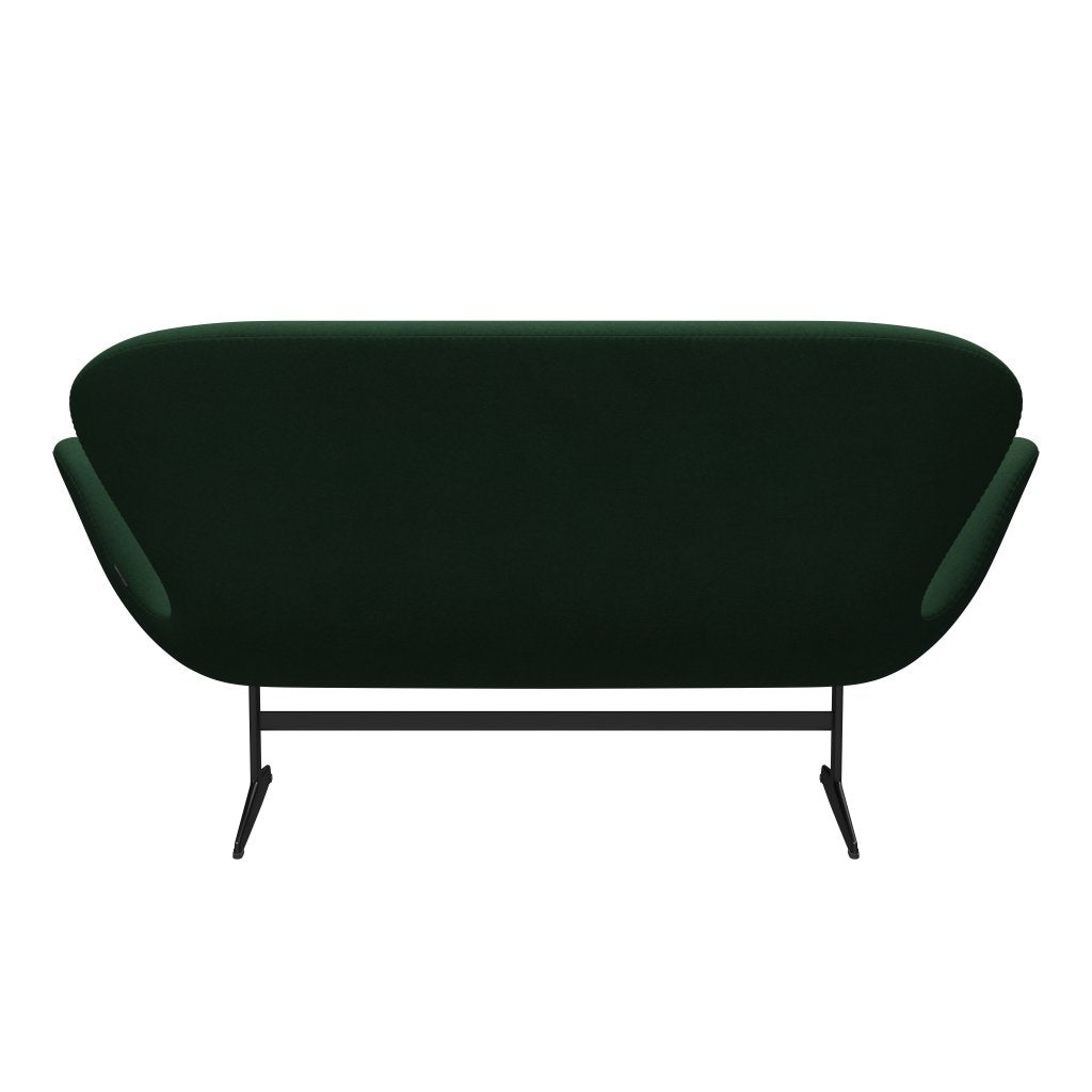 Fritz Hansen Swan Sofa 2-Sitzer, Schwarz Lackiert/Divina Dunkelgrün (876)