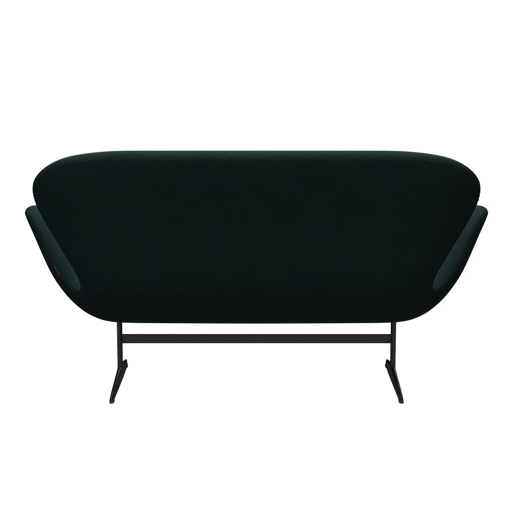 Fritz Hansen Swan Sofa 2-Sitzer, Schwarz Lackiert/Divina Dunkelgrün (886)