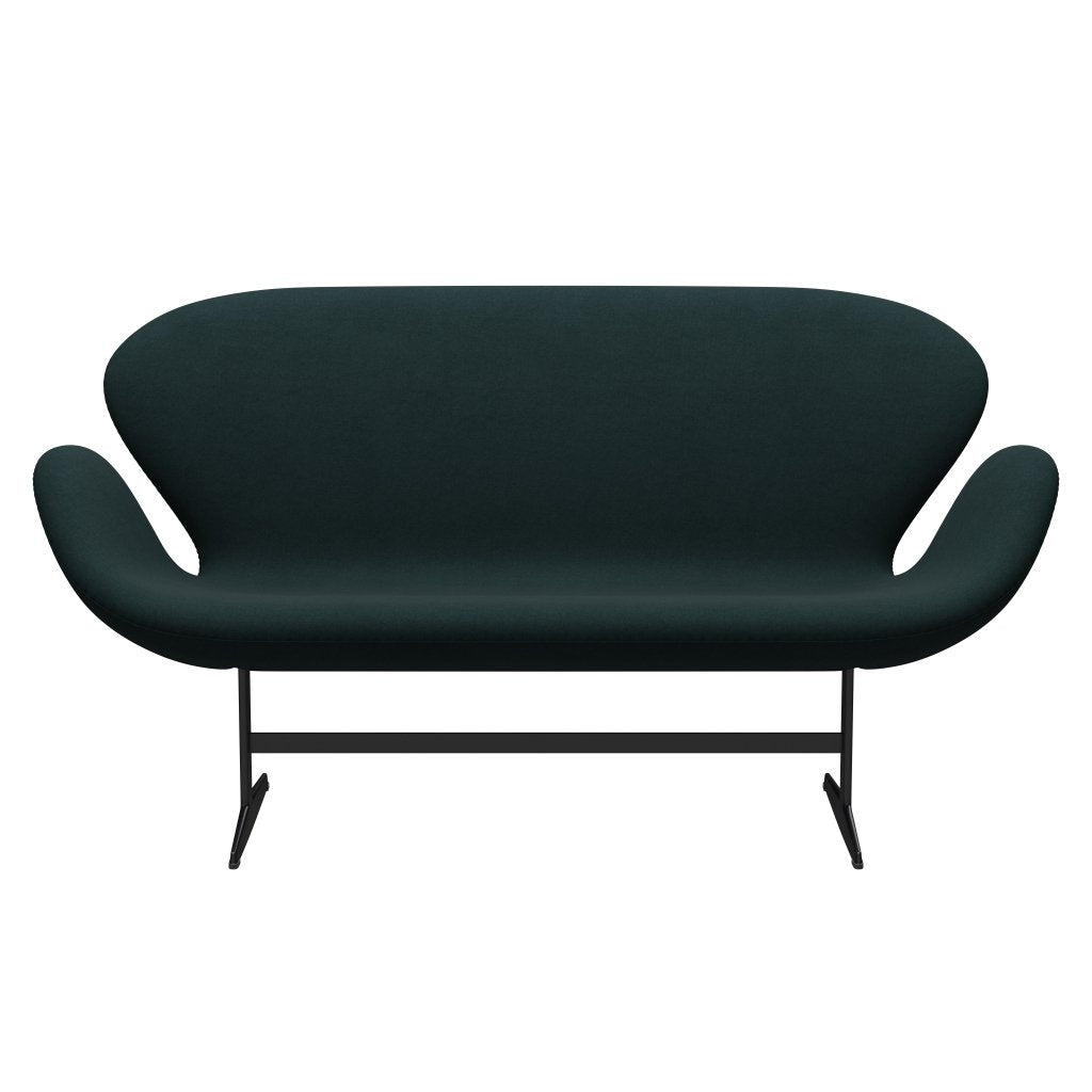 Fritz Hansen Canapé de cygne 2 places, laquée noire / divina vert foncé (886)