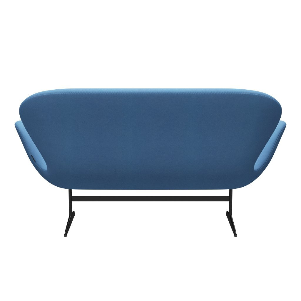 Fritz Hansen Canapé de cygne 2 places, laquée noire / divina bleu clair (712)